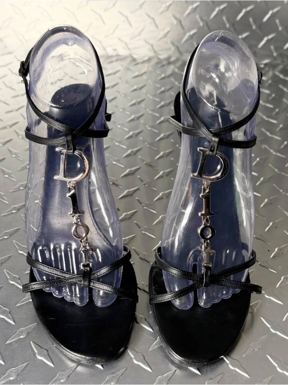 Dior Vintage Logo Spell Out Heels in Black 38.5 - Picture 2 of 7